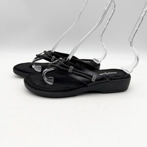 Minnetonka Silverthorne 360 Sandal Leather Thong Slide Shoe Black Size 8